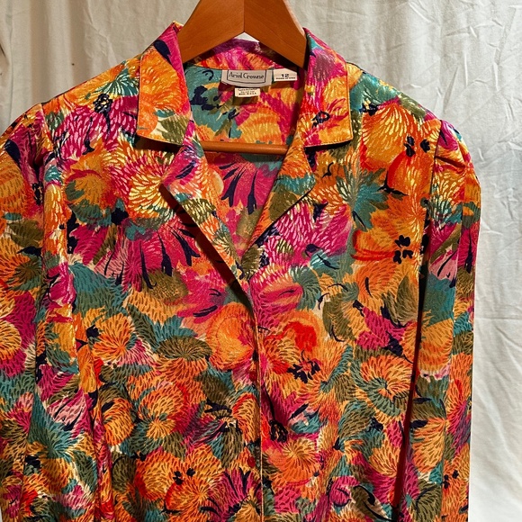 Women's Vintage Ariel Crowne Flroal Blouse (Women's Size 12) - Picture 1 of 6